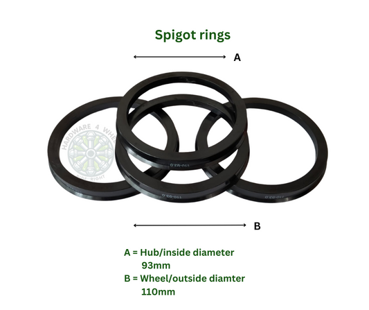 Spigot rings 93mm to 110mm - set of 4
