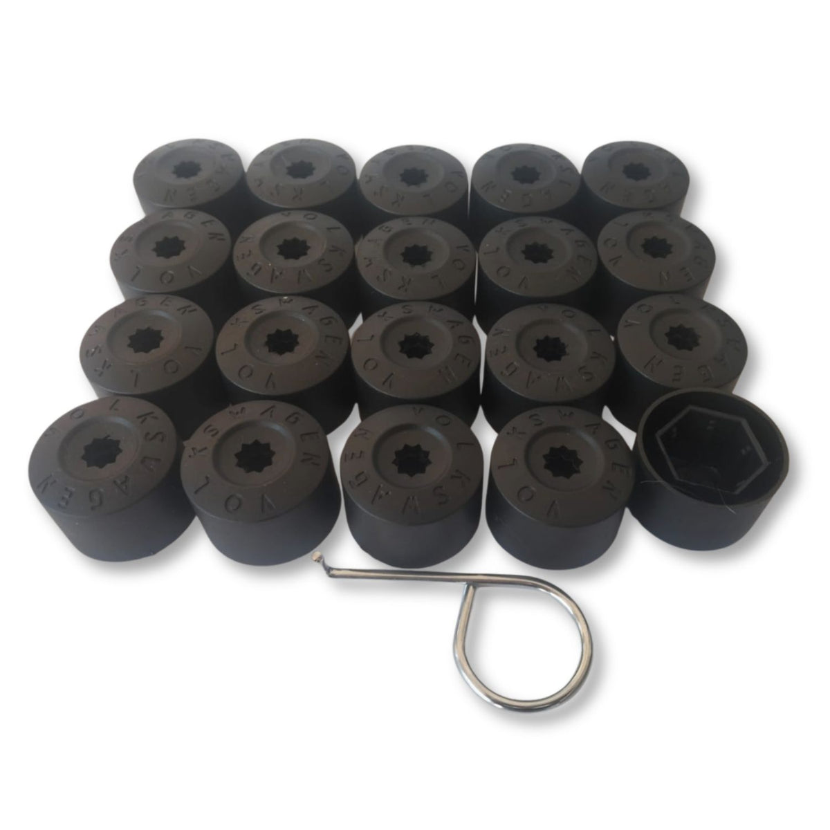 Black Wheel Bolt Covers & Removal Tool Pack | 17mm Hex | 20-Piece Set for VW Golf & Polo