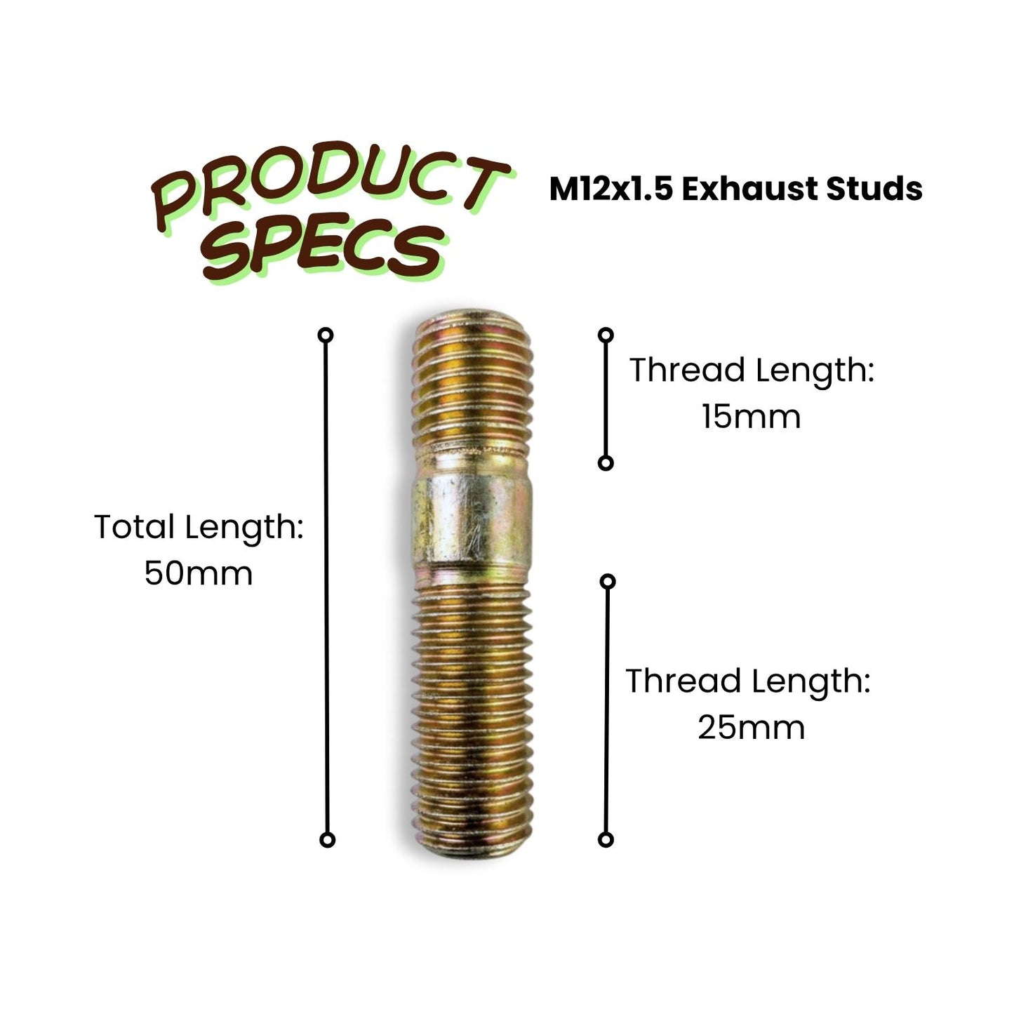 Conversion wheel studs M12x1.5