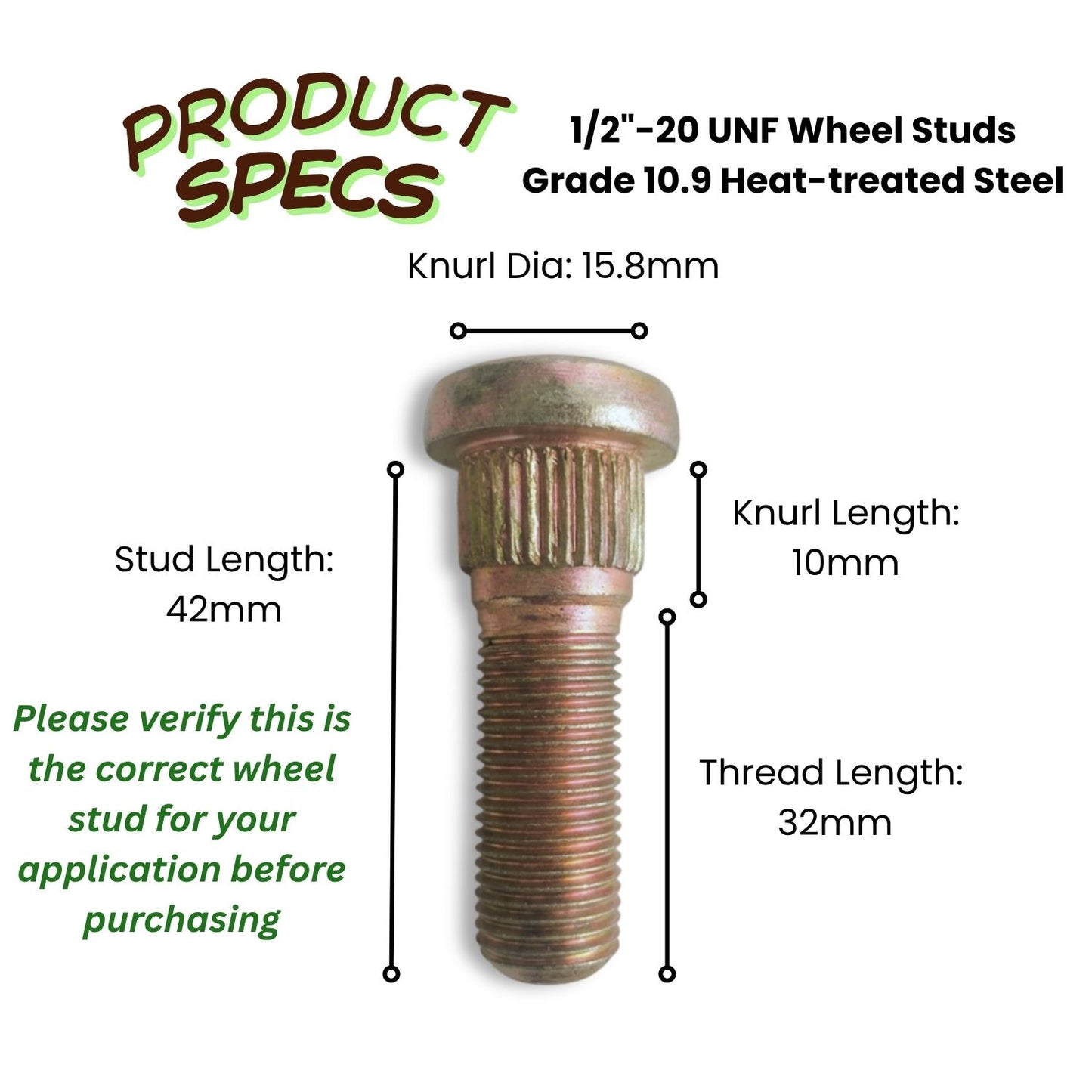 Wheel studs 1/2"-20 UNF