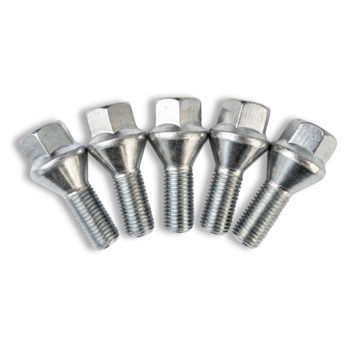 M12x1.5 Cone Seat Wheel Bolt | 25mm Thread Length | 17mm Hex | Silver Zinc Plated