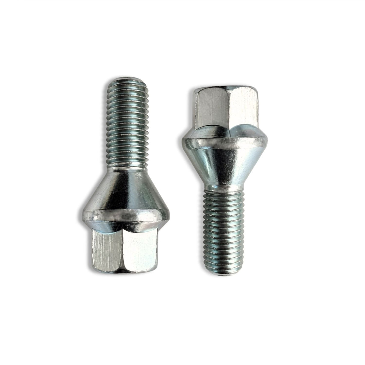 M12x1.5 Cone Seat Wheel Bolt | 25mm Thread Length | 17mm Hex | Silver Zinc Plated