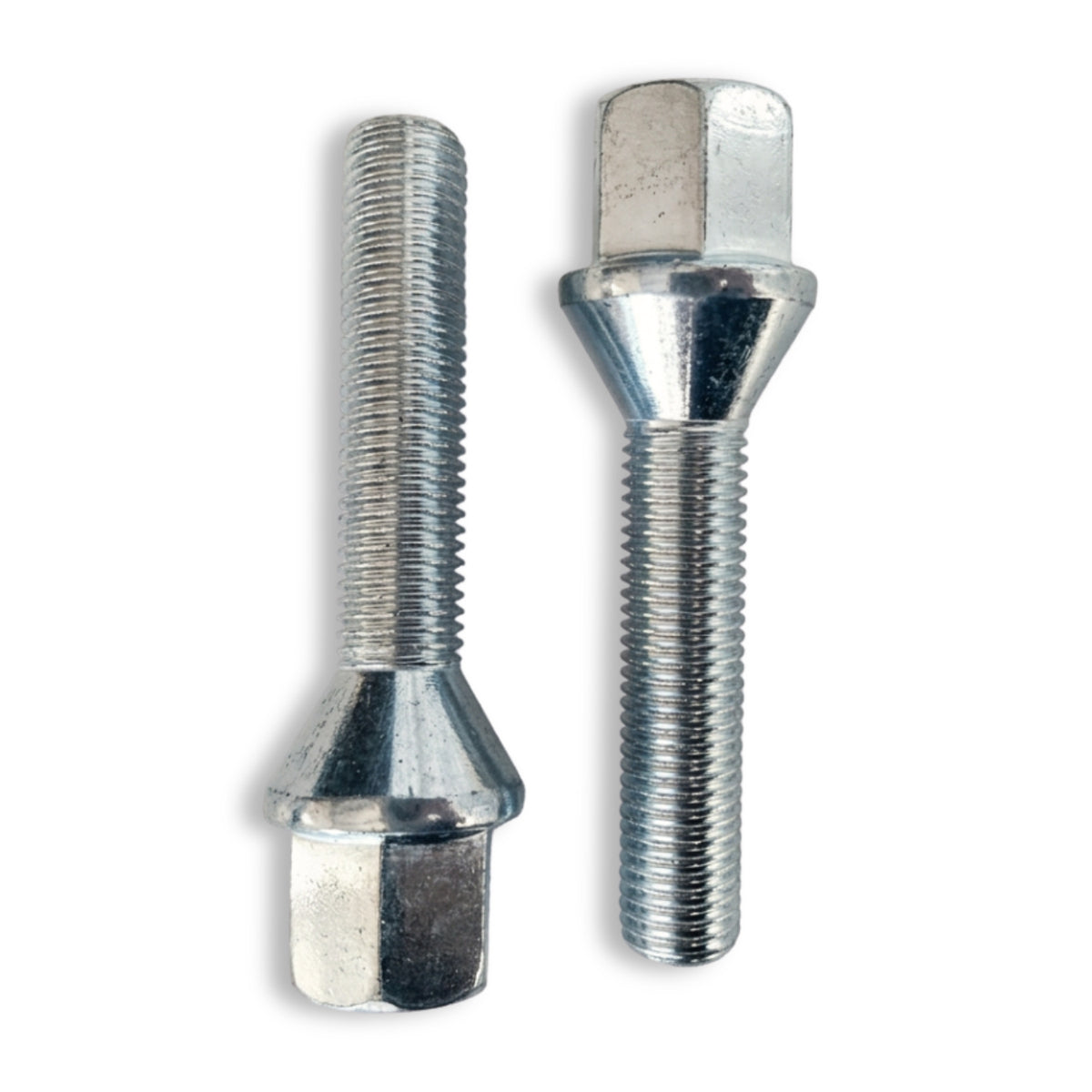 M12x1.5 Extended Cone Seat Wheel Bolt | 50mm Thread Length | 17mm Hex | Silver Zinc Plated