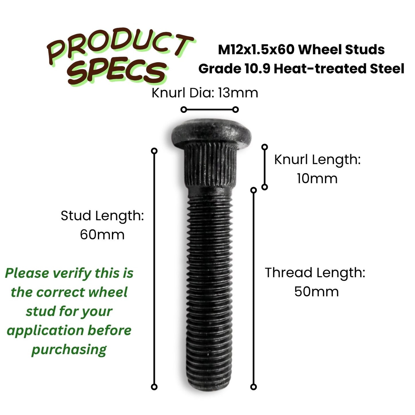 Wheel studs M12x1.5x60