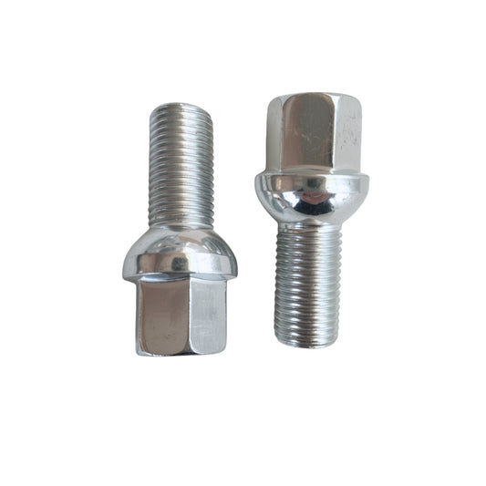 M14x1.5 Ball Seat Wheel Bolt | 25mm Thread Length | 17mm Hex | Silver Zinc Plated