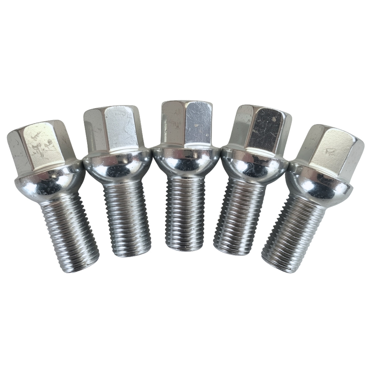 M14x1.5 Ball Seat Wheel Bolt | 25mm Thread Length | 17mm Hex | Silver Zinc Plated