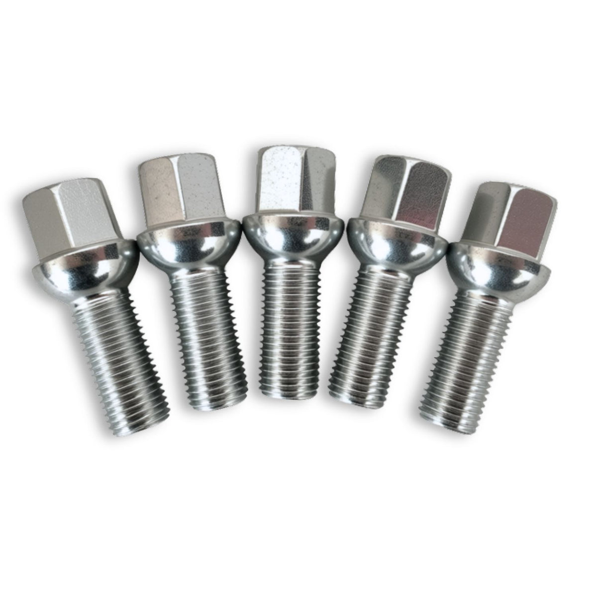 M14x1.5 Ball Seat Wheel Bolt | 30mm Thread Length | 17mm Hex | Silver Zinc Plated