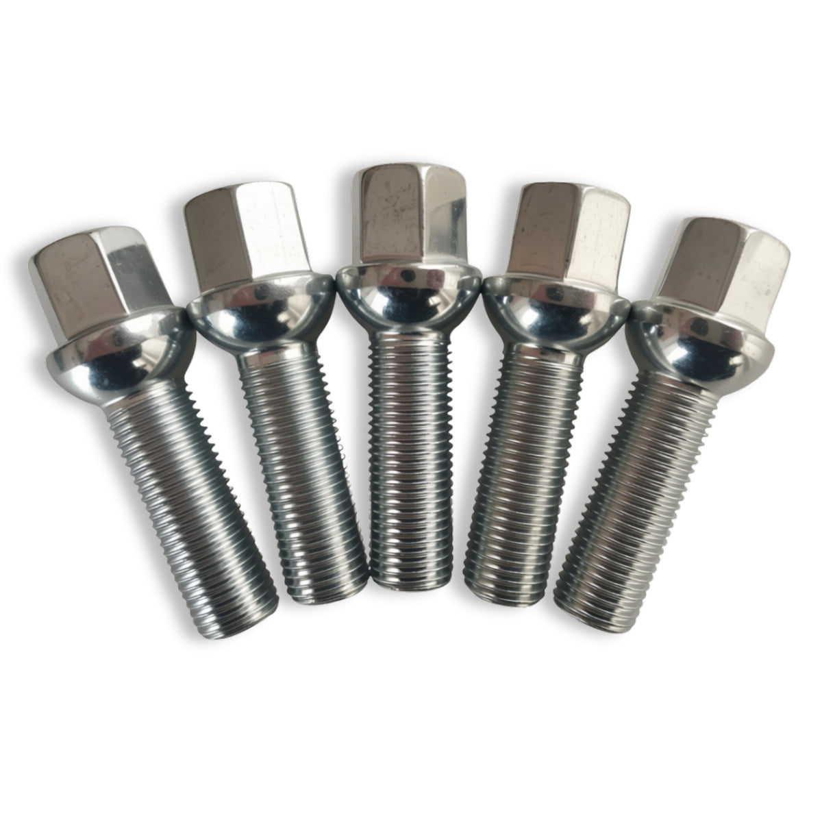 M14x1.5 Ball Seat Extended Wheel Bolt | 40mm Thread Length | 17mm Hex | Silver Zinc Plated