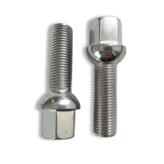 M14x1.5 Ball Seat Extended Wheel Bolt | 40mm Thread Length | 17mm Hex | Silver Zinc Plated