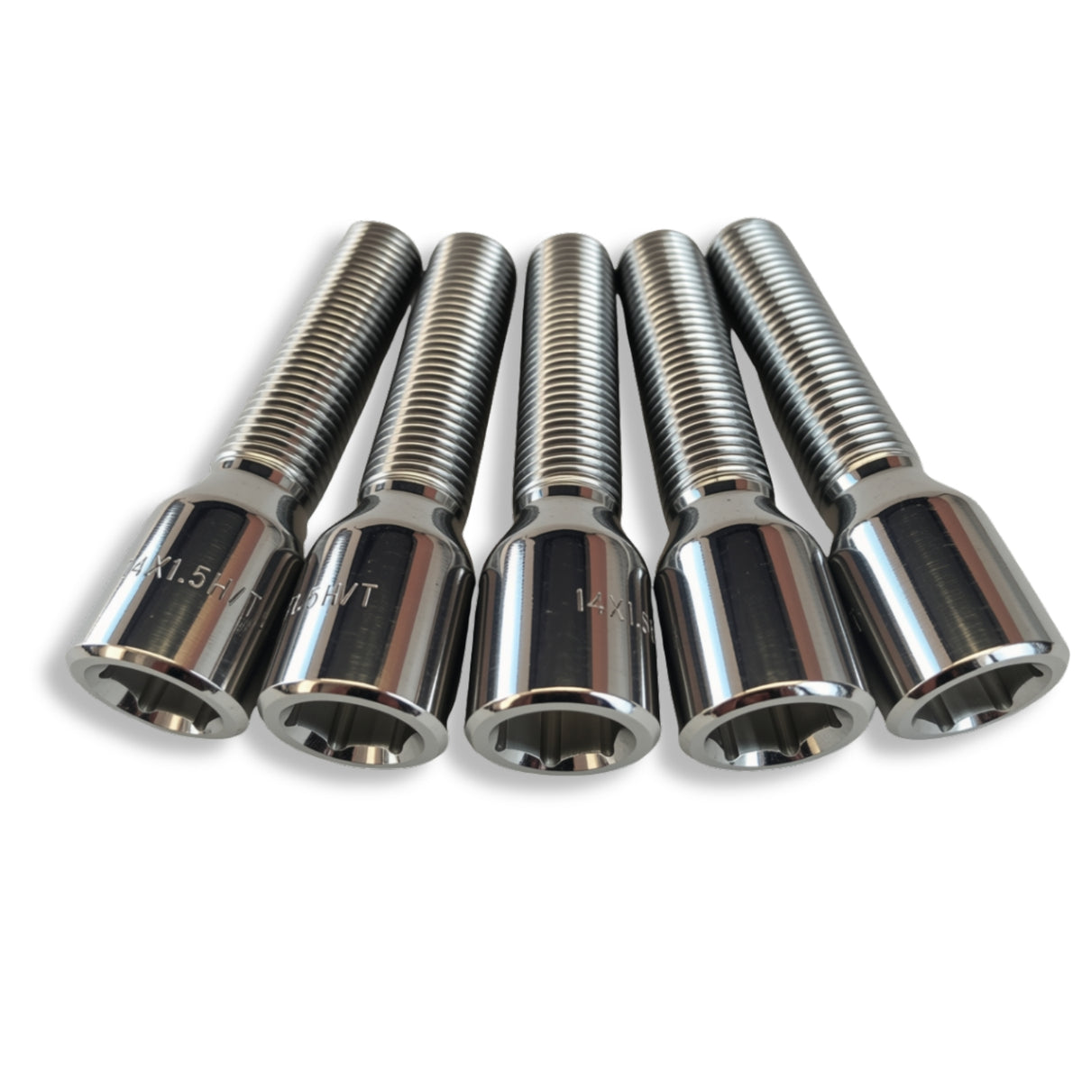 M14x1.5 Extra-Long Tuner Wheel Bolt | 50mm Thread Length | Slim Head (20mm OD) | Cone Seat | Chromed