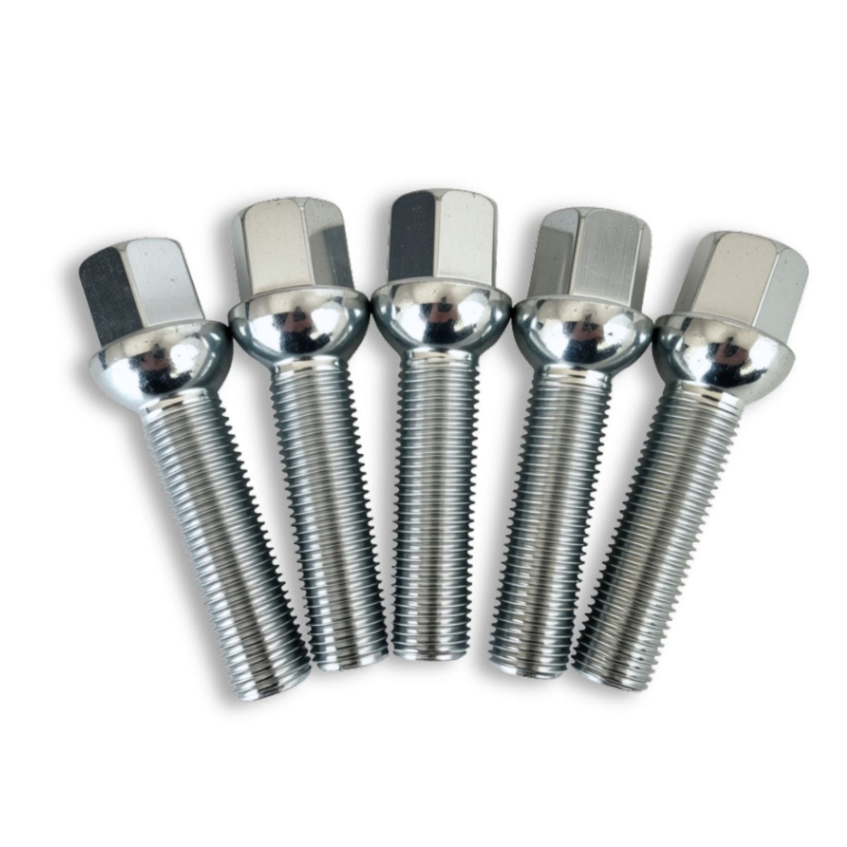 M14x1.5 Ball Seat Extended Wheel Bolt | 50mm Thread Length | 17mm Hex | Silver Zinc Plated