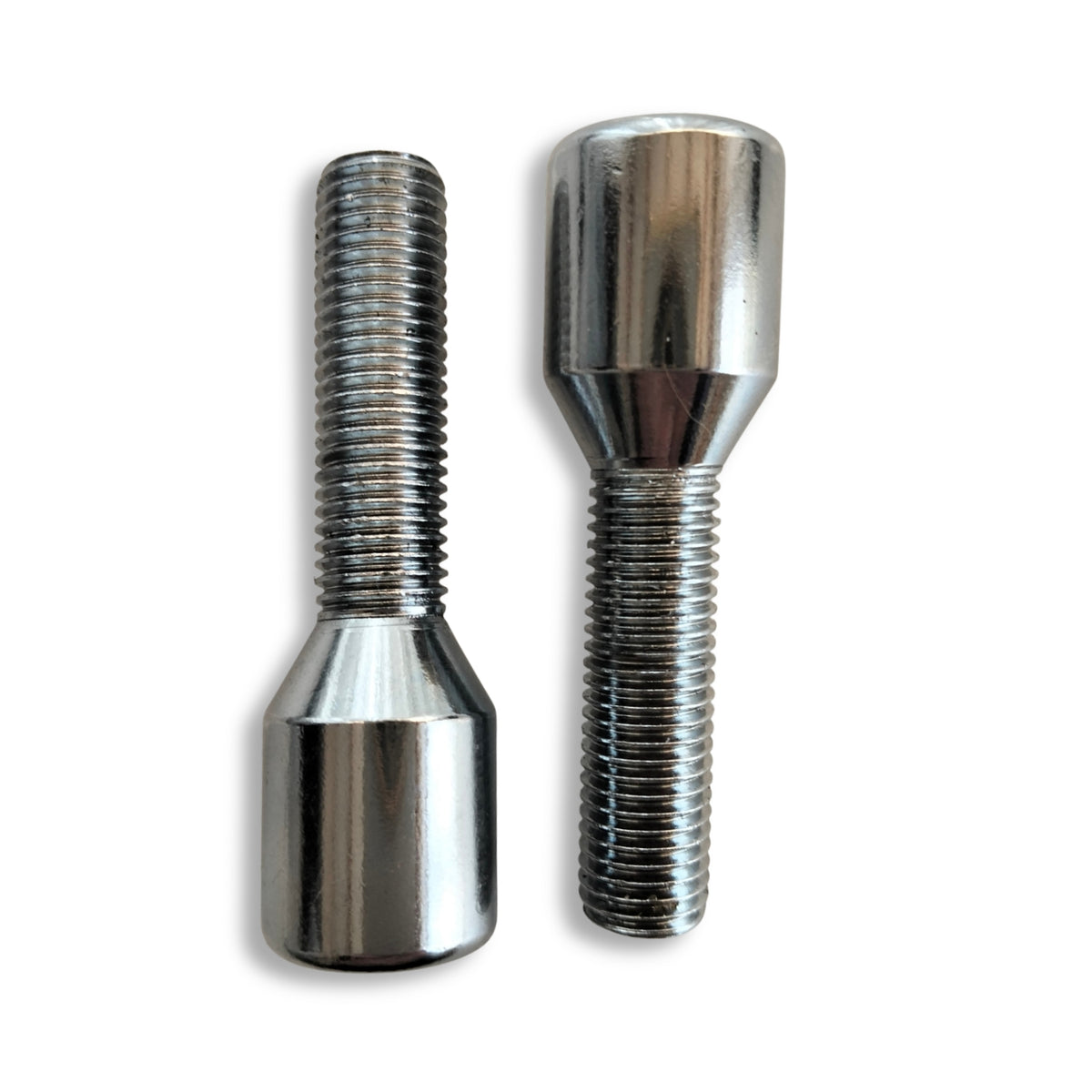 M12x1.5 Extended Tuner Wheel Bolt | 40mm Thread Length | Slim Head (20mm OD) | Cone Seat | Chromed