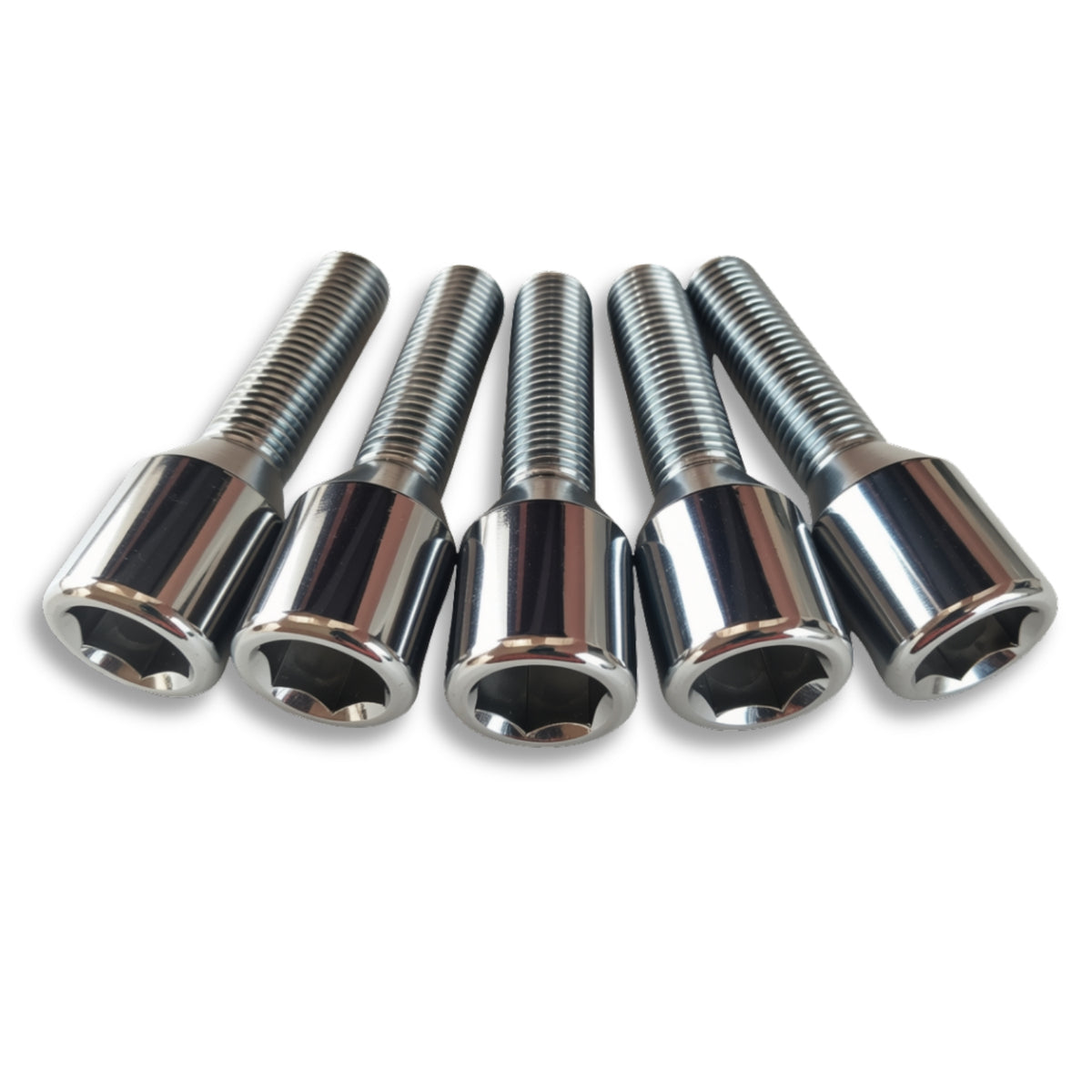 M12x1.5 Extended Tuner Wheel Bolt | 40mm Thread Length | Slim Head (20mm OD) | Cone Seat | Chromed
