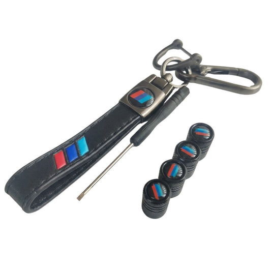 M-Sport Style Tyre Valve Caps & Keyring Set | Universal Fit (Set of 4)