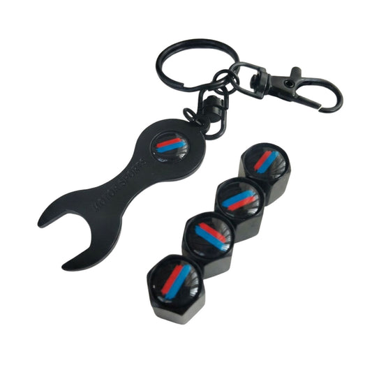 M-Sport Style Anti-Theft Tyre Valve Caps Set | With Locking Wrench Tool (Set of 4)