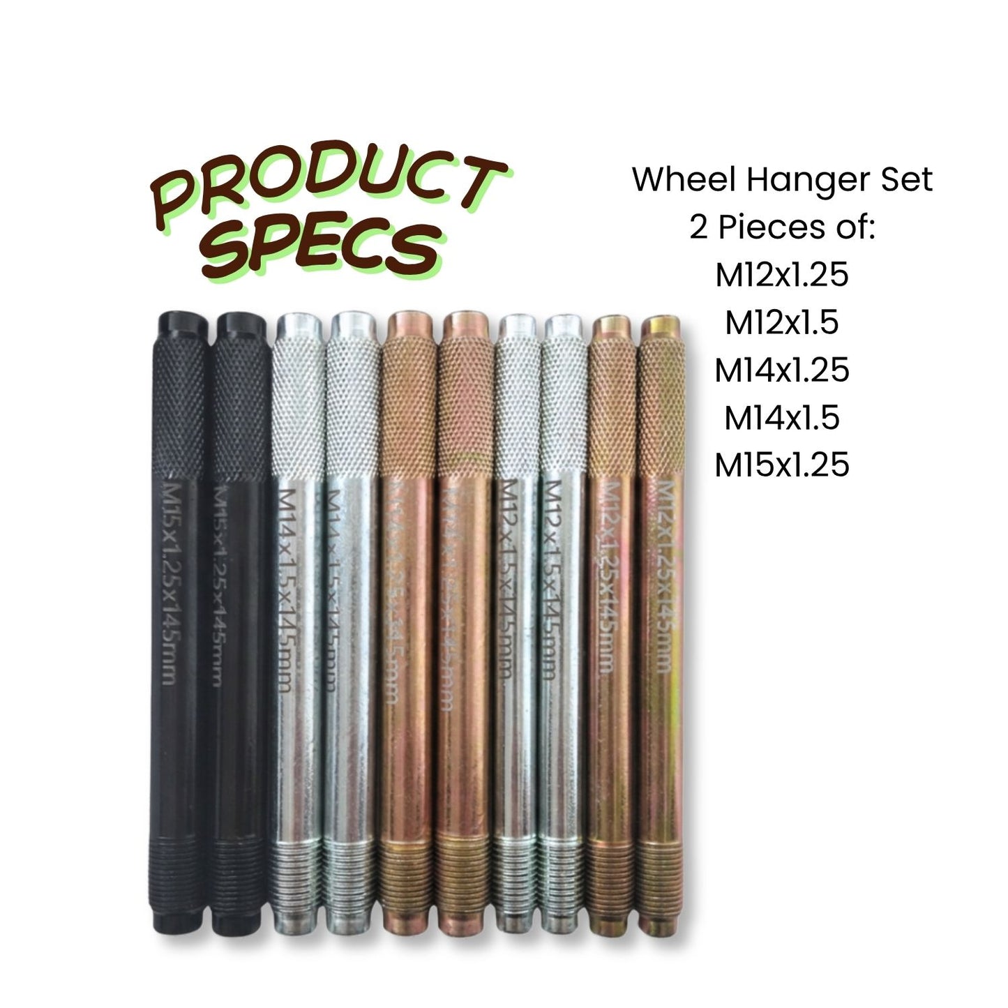 Universal Wheel Hanger Alignment Guide Tool Kit | 10-Piece Mechanical Fitment Set - For Easy Wheel & Tyre Installation (M12x1.25, M12x1.5, M14x1.25, M14x1.5, M15x1.25)
