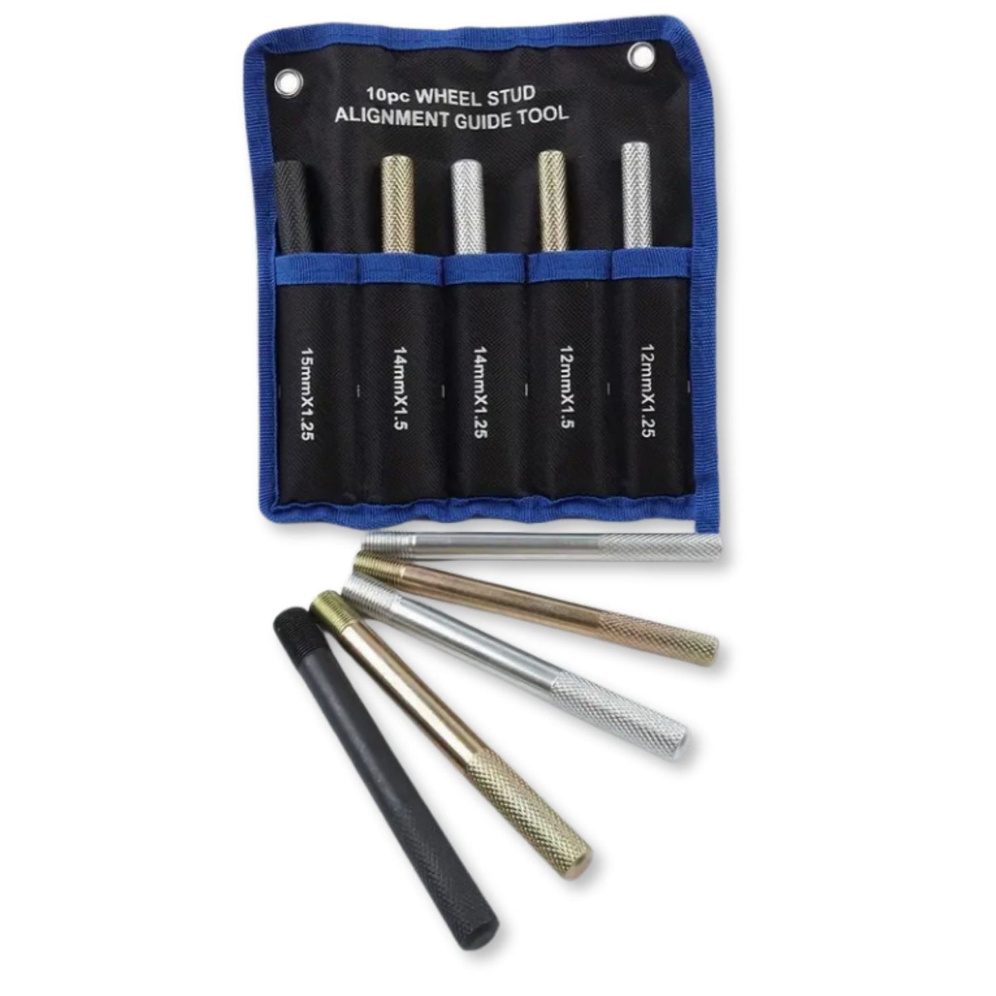 Universal Wheel Hanger Alignment Guide Tool Kit | 10-Piece Mechanical Fitment Set - For Easy Wheel & Tyre Installation (M12x1.25, M12x1.5, M14x1.25, M14x1.5, M15x1.25)